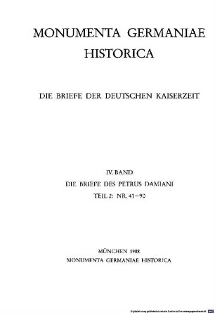 Die Briefe des Petrus Damiani, 2. Nr. 41 - 90