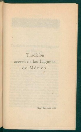 Tradición acerca de las Lagunas de México