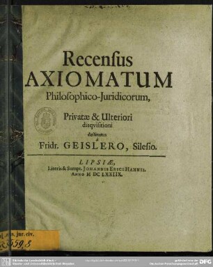 Recensus Axiomatum Philosophico-Juridicorum