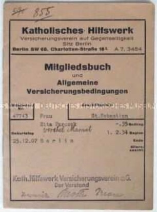 Mitgliedsausweis des Katholischen Hilfswerkes