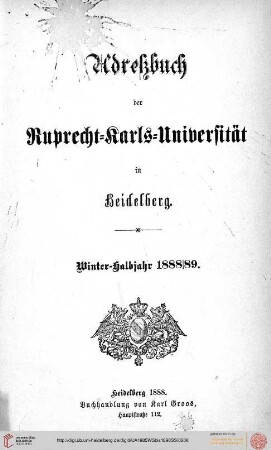 Wintersemester 1888/1889