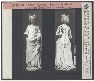 Poitiers, Palais de Justice,Poitiers, Palais de Justice, Statuen Karls V. und seiner Gemahlin