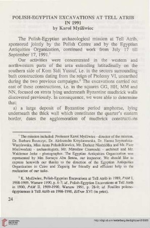3: Polish-Egyptian excavations at Tell Atrib in 1991