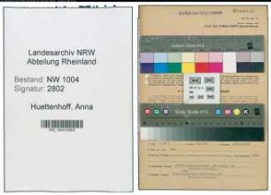 Entnazifizierung Anna Huettenhoff , geb. 20.01.1898 (Bankangestellte)