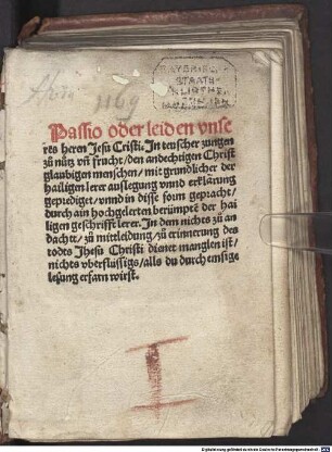 Passion oder leiden unsers Herrn Jesu Christi