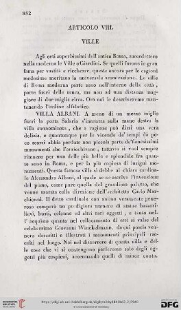 Articolo VIII. Ville