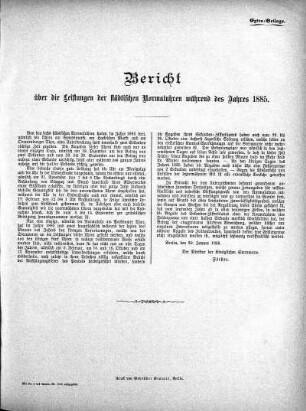 1885: Bericht über die Leistungen der städtischen Normaluhren während des Jahres ...