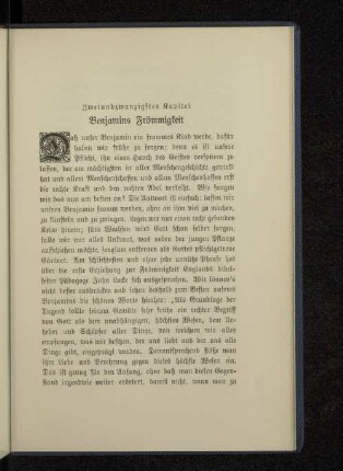 Zweiundzwanzigstes Kapitel Benjamins Frömmigkeit