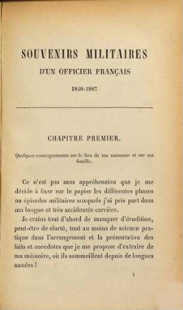 Souvenirs militaires d'un officier français 1848-1887