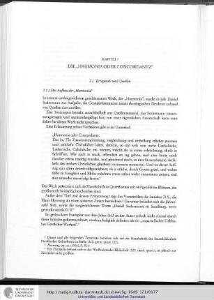 Kapitel 7: Die "Harmonia oder Concordantz"