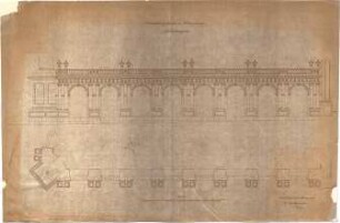 ohne Verfasserangabe; Würzburg (Bayern); Residenz, Bauaufnahme - Präsidialgebäude, Arkadengang (Grundriss,Ansicht)