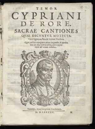 Cypriani de Rore: Sacrae cantiones quae dicuntur motecta, cum quinque, sex et septem vocibus. Tenor