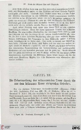 Capitel XIII: Die Ueberraschung der schmausenden Troer durch die aus dem hölzernen Rosse steigenden Griechen