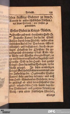 Zehen kräfftige Gebetter zu dem H. Xaverio in underschidlichen Nöthen [...].