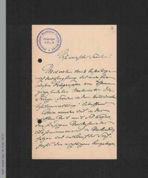 Brief von Josefa Willner an Helene Lange