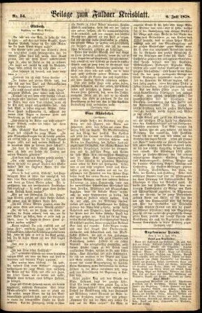 Zweite Ausgabe vom Samstag, den 06. Juli 1878.