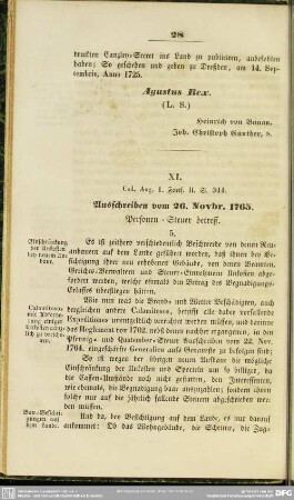 XI. Ausschreiben vom 26. Novbr. 1765. Personen-Steuer betreff.