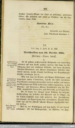 XI. Ausschreiben vom 26. Novbr. 1765. Personen-Steuer betreff.