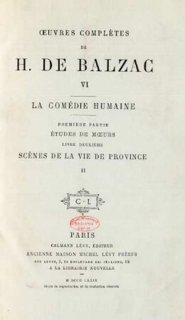6: Œuvres complètes de H. de Balzac