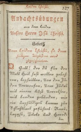 Andachtsübungen von dem Leiden Unsers Herrn Jesu Christi.