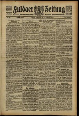 Erste Ausgabe vom Donnerstag, den 14. November 1912.