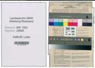 Entnazifizierung Luise Kalthoff , geb. 26.07.1885 (Postbeamtin)