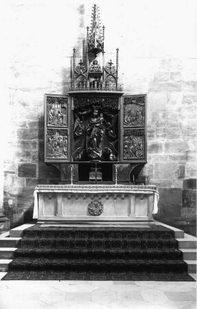 Mühlhausener Altar : Mühlhausener Altar. Holz, geschnitzt, gefaßt, z. T. vergoldet (um 1500). Bamberg, Dom