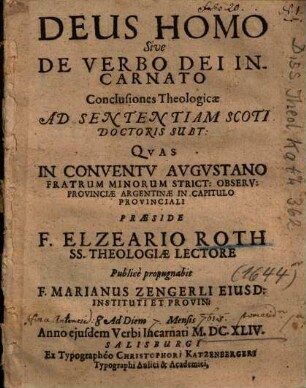 Deus Homo Sive De Verbo Dei Incarnato Conclusiones Theologicae