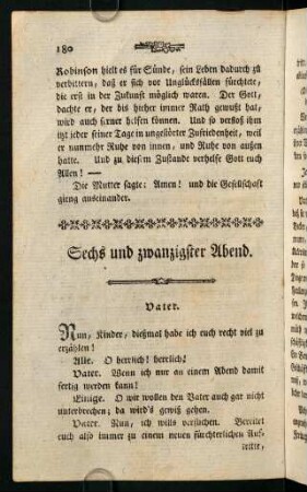 180-193, Sechs und zwanzigster Abend.