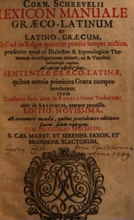 Lexicon manuale Graeco-Latinum et Latino-Graecum ..., [1].. Graeco-Latinum