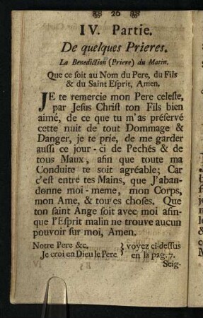 IV. Partie: De quelques Prieres