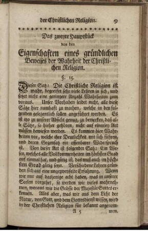 Das zweyte Hauptstück von den Eigenschaften eines gründlichen Beweises der Wahrheit der Christlichen Religion.