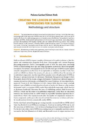 Creating the lexicon of multi-word expressions for Slovene methodology and structure