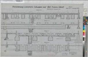Personenzug-Lokomotiv-Schuppen auf Bahnhof Hamm, Blatt 4: Fundamentschnitte, M. 1:50 Hgl, Sknr.: 2, Fanr.: 1, Bunr.: 24