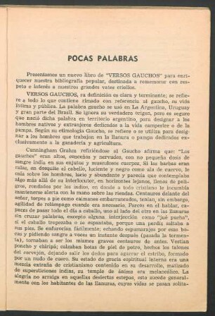 Pocas palabras