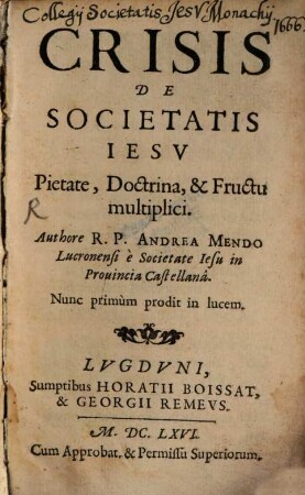 Crisis de Societatis Iesu pietate, doctrina et fructu multiplici