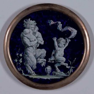 Dosendeckel mit Satyrszene en grisaille