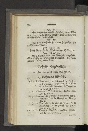 Gefaßte Kupferstiche.