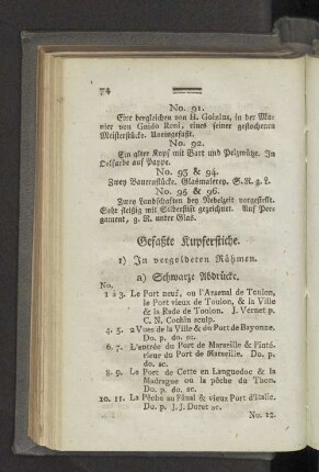 Gefaßte Kupferstiche.