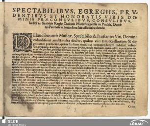 Spectabilibus, egregiis... [Vorwort des Autort, lat.]