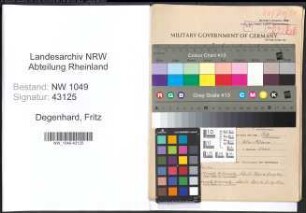 Entnazifizierung Fritz Degenhard , geb. 06.04.1897 (Lehrer)