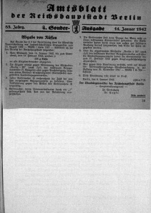 4. Sonder-Ausgabe, 14. Januar 1942