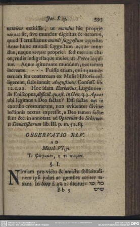 Observatio XLV. Ad Matth. VI, 31.