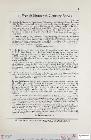 III. French Sixteenth Century Books (Nr. 27 - 35)