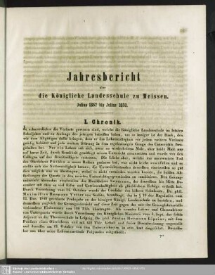 Jahresbericht über die Königliche Landesschule zu Meissen, Julius 1857 bis Julius 1858