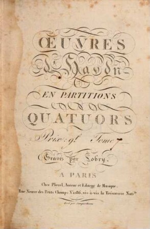 Oeuvres d'Haydn en partitions, 2,7. [Hob. III,37, III,38, III,39]