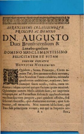 Epistola de longaevis ad Serenissimum celsissimvmqve Principem ac Dominvm Dn. Augustum, Ducem Brunsvicensem ...