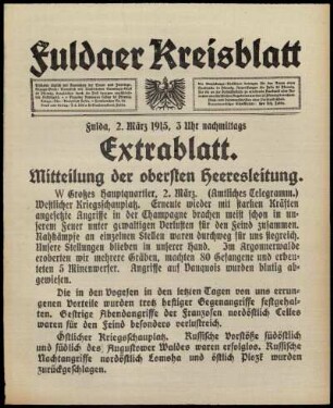 Ausgabe vom Dienstag, den 02. März 1915.