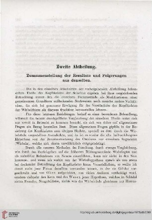 Zweite Abteilung: Zusammenstellung der Resultate und Folgerungen aus denselben