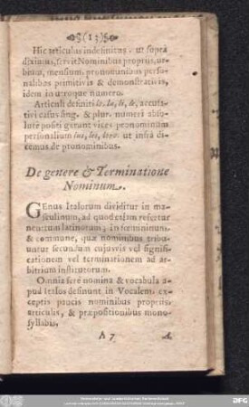 De genere & terminatione Nominum.